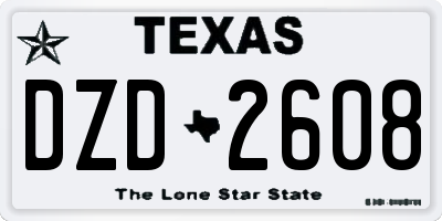 TX license plate DZD2608