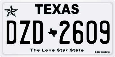 TX license plate DZD2609