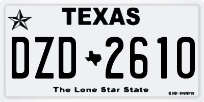 TX license plate DZD2610