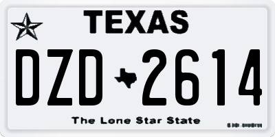 TX license plate DZD2614