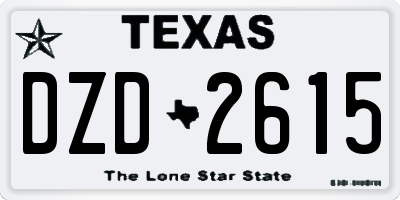 TX license plate DZD2615