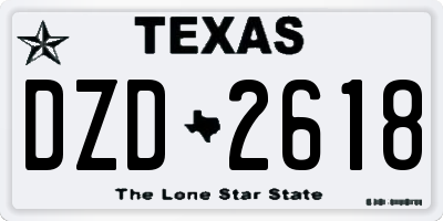 TX license plate DZD2618