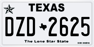 TX license plate DZD2625