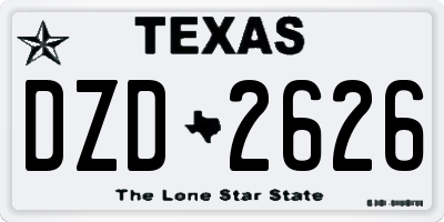 TX license plate DZD2626