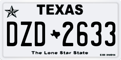 TX license plate DZD2633