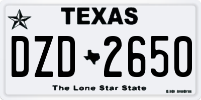 TX license plate DZD2650
