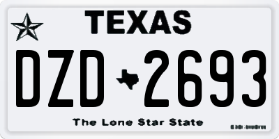 TX license plate DZD2693