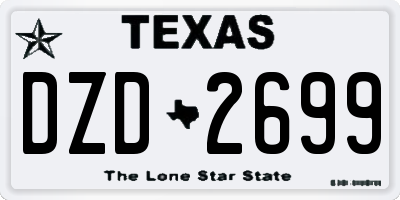 TX license plate DZD2699