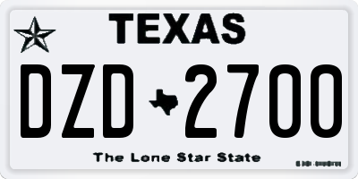 TX license plate DZD2700