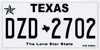 TX license plate DZD2702