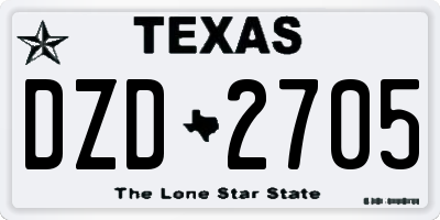TX license plate DZD2705