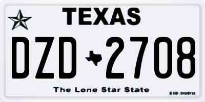 TX license plate DZD2708