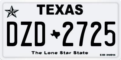 TX license plate DZD2725