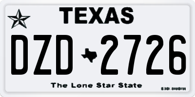 TX license plate DZD2726