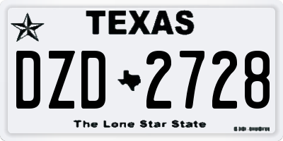 TX license plate DZD2728