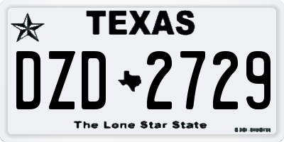 TX license plate DZD2729