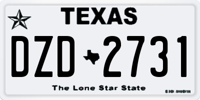 TX license plate DZD2731