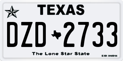 TX license plate DZD2733