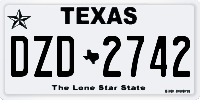 TX license plate DZD2742