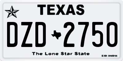 TX license plate DZD2750