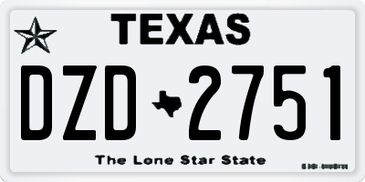 TX license plate DZD2751