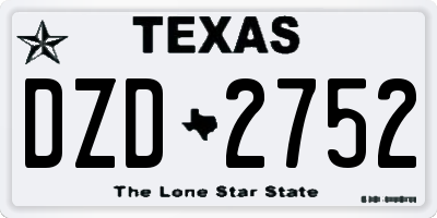 TX license plate DZD2752