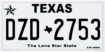 TX license plate DZD2753