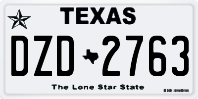 TX license plate DZD2763