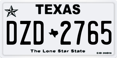 TX license plate DZD2765