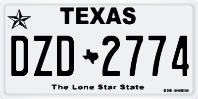 TX license plate DZD2774