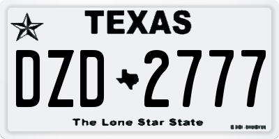TX license plate DZD2777