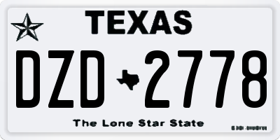 TX license plate DZD2778