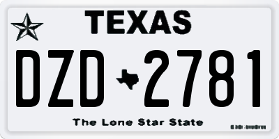 TX license plate DZD2781