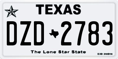 TX license plate DZD2783