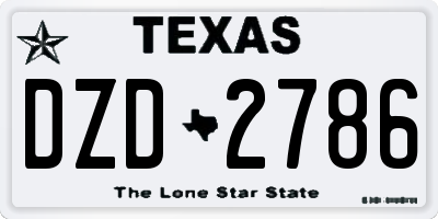 TX license plate DZD2786