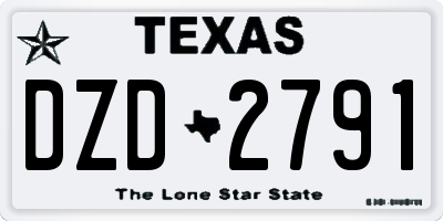 TX license plate DZD2791