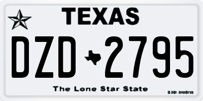 TX license plate DZD2795