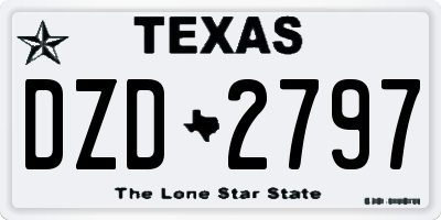 TX license plate DZD2797