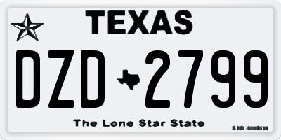 TX license plate DZD2799