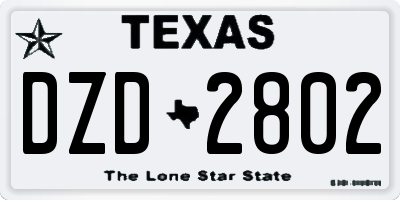 TX license plate DZD2802