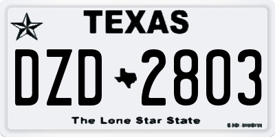 TX license plate DZD2803