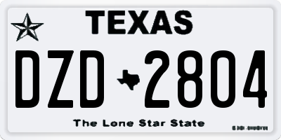 TX license plate DZD2804