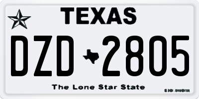 TX license plate DZD2805