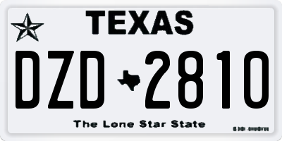 TX license plate DZD2810
