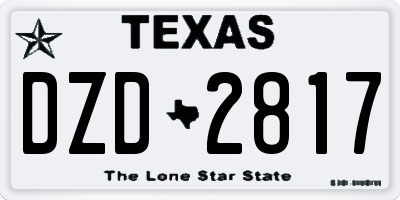TX license plate DZD2817