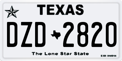 TX license plate DZD2820