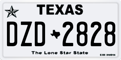 TX license plate DZD2828