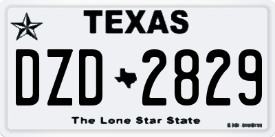TX license plate DZD2829