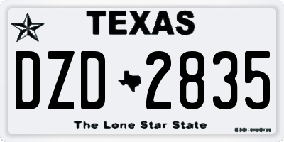 TX license plate DZD2835