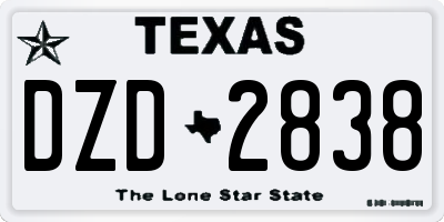 TX license plate DZD2838